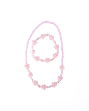 Conjunto De Collar Y Pulsera Flores De Cristal Rosado (2 Piezas),Great Pretenders (61697)