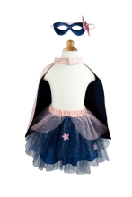 Super-duper Tutu-cape-mask, Pink-navy, Size Us 4-6, Great Pretenders (78851)