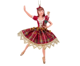 Fabr.tartan Girl W-nutcr.orn Rd-gld 13cm, GoodWill (07165)
