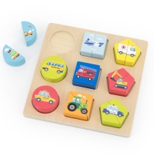 Puzzle De Bloques De Forma - Vehiculos, New Classic Toys (04627)