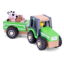 Tractor Con Remolque De Madera - Animales, New Classic Toys (19416)