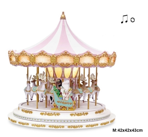 Carrusel Navidad Rosa 3xl Musical, Movimiento Y Lu, Trediser (42885)