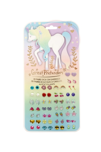 Pendientes Adhesivos De Unicornio Caprichoso (30 Pares), Great Pretenders (75090)