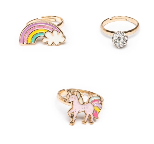 Anillos De Arcoiris De Unicornio Boutique, 3 Piezas, Great Pretenders (02079)