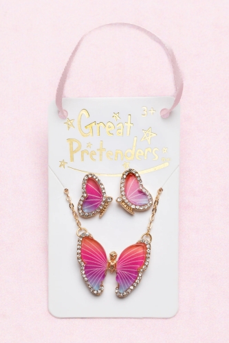 Conjunto De Collar Y Aretes Con Tachuelas De Mariposa Boutique, Great Pretenders (04233)