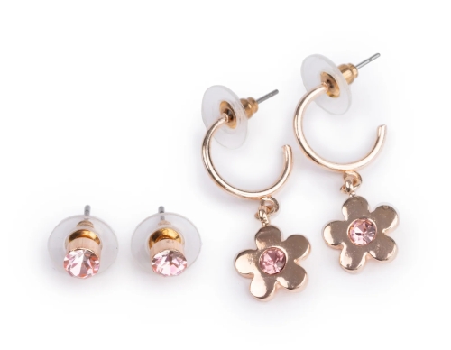 Pendientes De Flores Con Joyas Bejeweled De Boutique Chic, 2 Pares, Great Pretenders (24026)