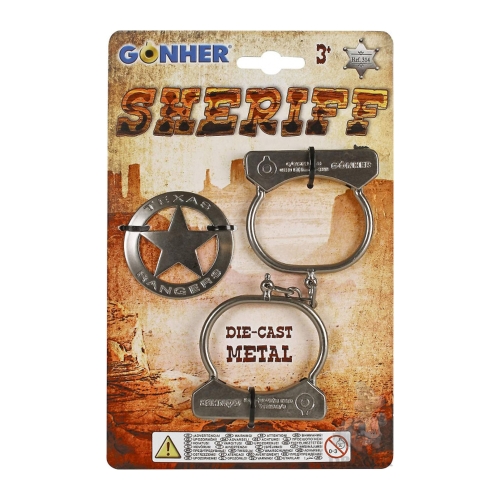 Handcuffs and Sheriff Metal Star, Gonher (31404)