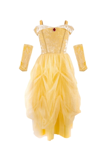 Velvety Soft Yellow Princess Gown With Arm Warmers, Size Us 7-8, Great Pretenders (34107)