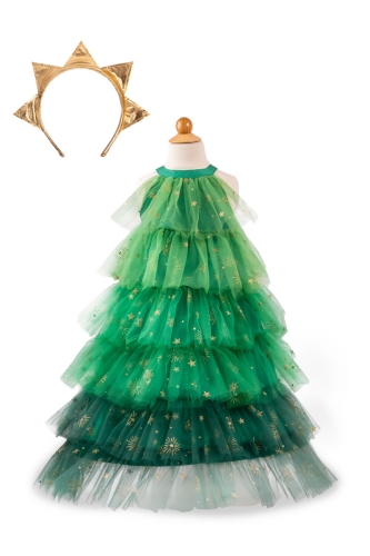 Vestido De Arbol De Navidad Con Diadema, Talla 7-8, Great Pretenders (71073)