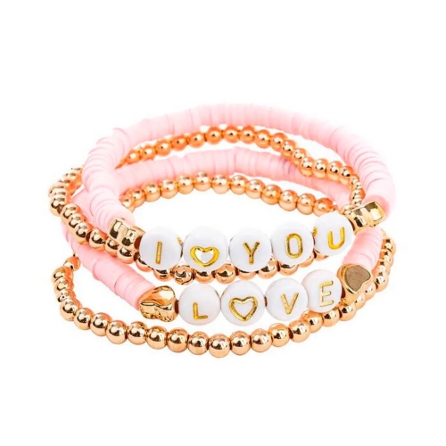 Conjunto De Pulseras Rosa Amor (4 Piezas), Great Pretenders (41101)
