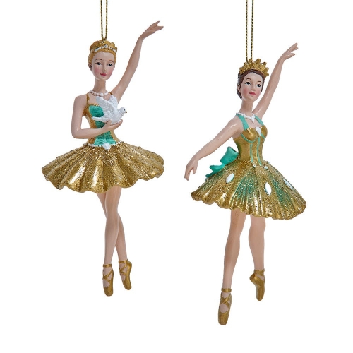 6 Resin Gold-aqua Ballerina Orn 2-a, Christmas Inspirations (69556)