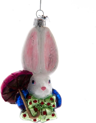 4.5 Ng White Rabbit Head Glass Orn, Christmas Inspirations (74093)