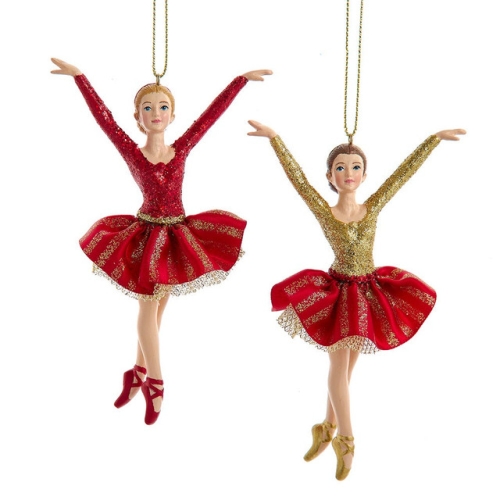 5 Resin Red & Gold Ballerina Orn 2-asstd, Christmas Inspirations (79098)