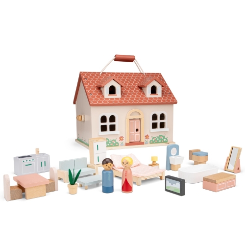 Casa De Munecas Plegable Con Muebles Incluidos., New Classic Toys (07352)