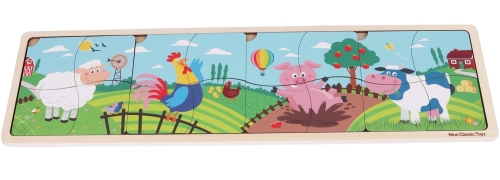 Puzzle De Madera - Granja - 4 En 1, New Classic Toys (04504)